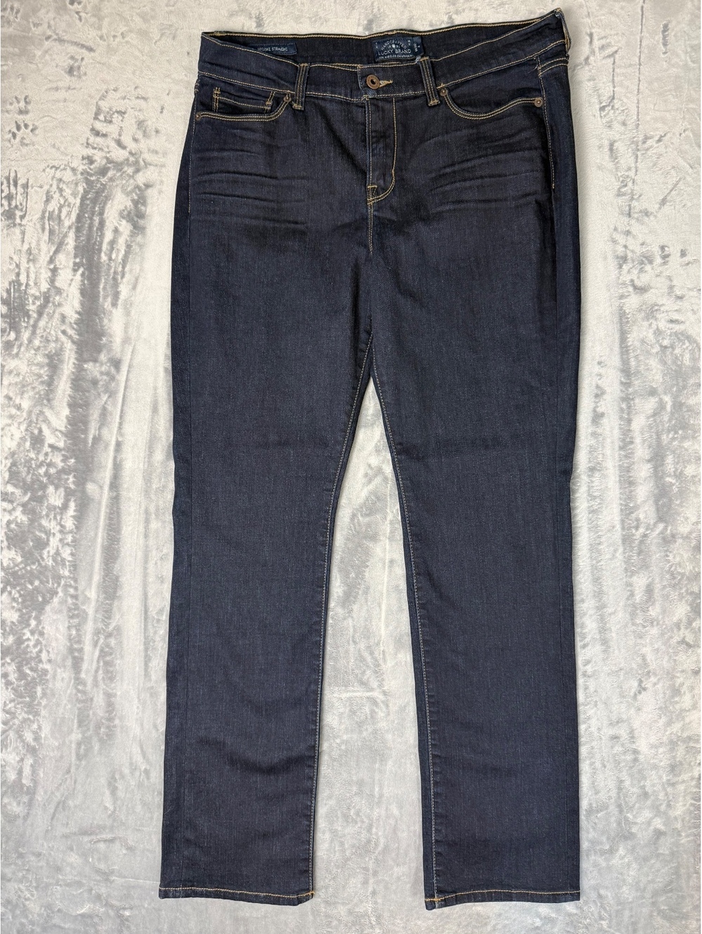Lucky Brand Brooke Straight Jeans Womens 14 32 Dark Wash Mid Rise Denim